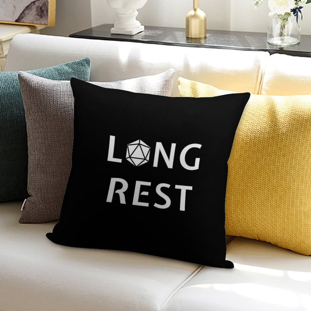 DnD Long Rest with Dice  Funny Saying for Dungeons And Dragons Fan Soft Luxury Feel Throw Pillow