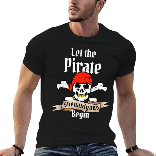 Let The Pirate Shenanigans Begin Funny Halloween Skulls  High-quality Stitching T-Shirt