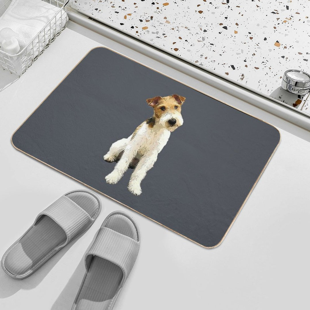 Wire Fox Terrier Head Tilt  Absorbent Bath Mat