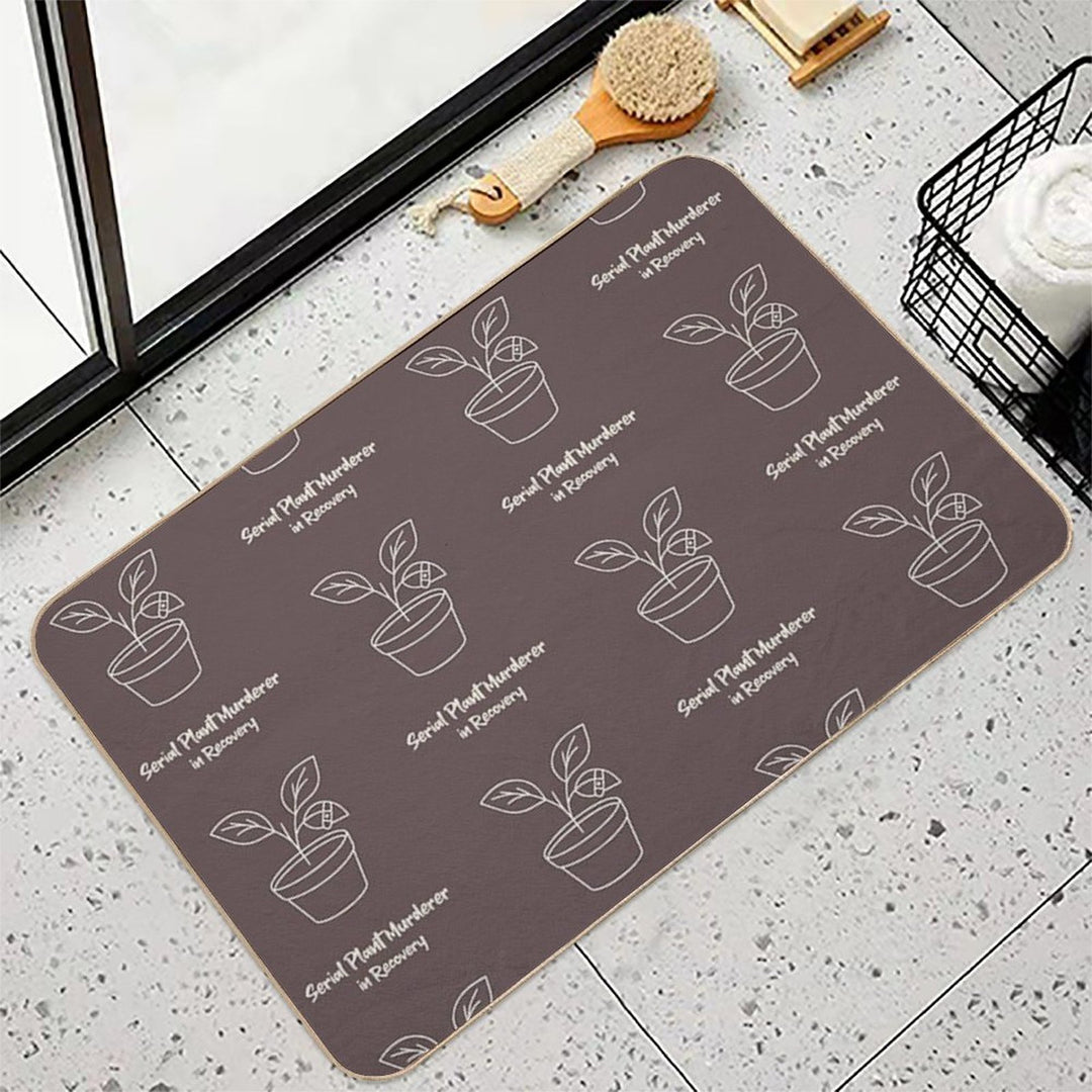 Serial Plant Murderer in Recovery – Funny Plant Lover T-Shirt & Merch  Stain-Proof Bath Mat