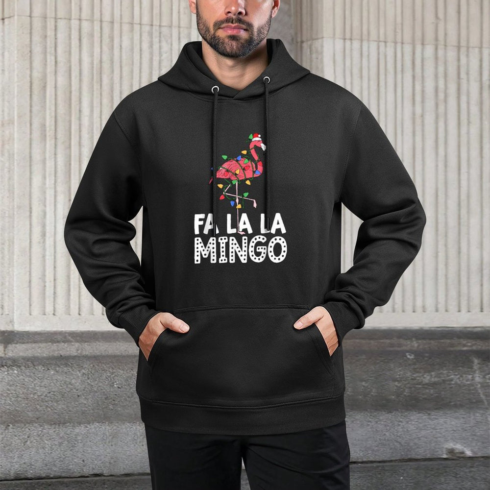 Fa La La Mingo Flamingo Christmas Tree Lights Tropical Xmas Medium-Weight Fabric Hoodie