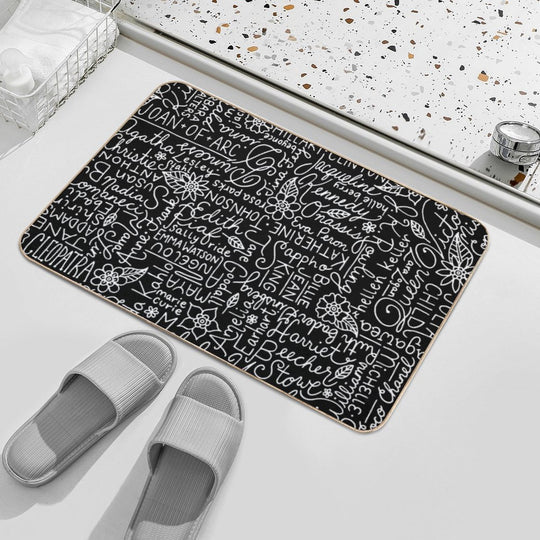 Strong Women  Black And White  Lettering  Woman  Slip-Resistant Bath Mat