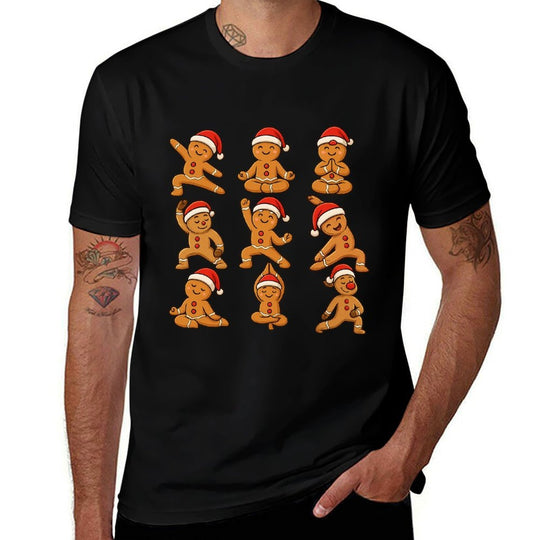 Gingerbread Man Santa Hat Yoga Funny Cute Fitness Christmas  Vintage-inspired T-Shirt