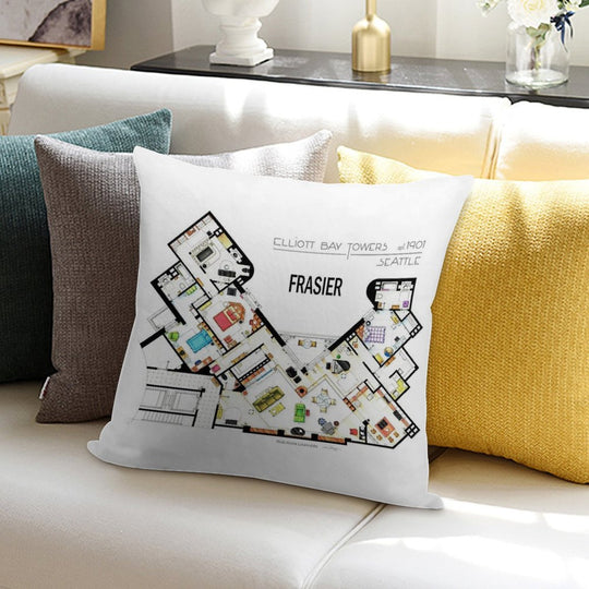 Frasier Apartment Floorplan Soft Anti-Pilling Throw Pillow
