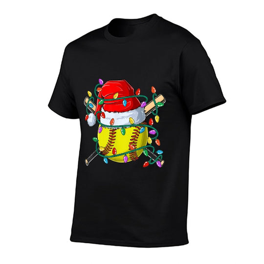 Christmas Softball Xmas Santa Sports Hat Mens Womens Kids  Soft T-Shirt