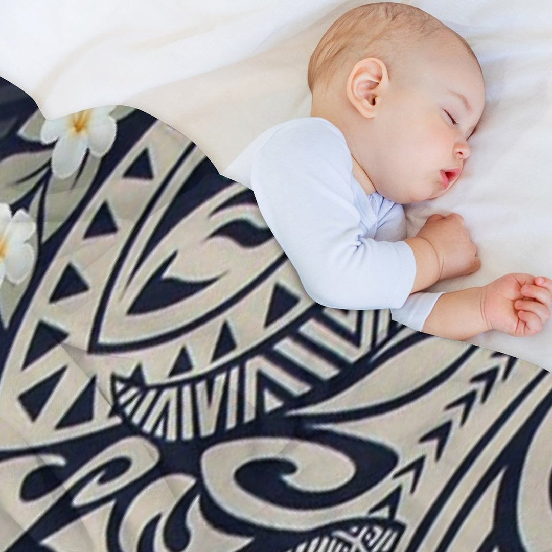 Traditional Hawaiian Tapa And Plumeria Shrink-resistant Throw Blanket