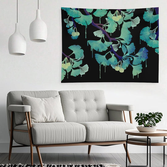 O Ginkgo (on Black) Tapestry
