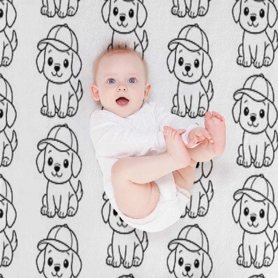 Dog with Baseball Hat Premium Throw Blanket