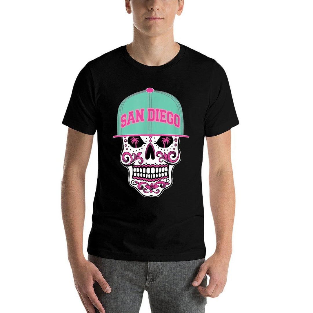 San Diego Mexican Sugar Skull Mint Green Pink SD City  Durable T-Shirt