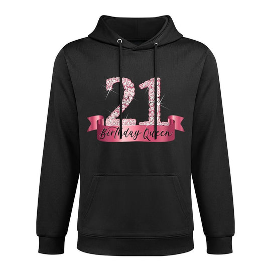 Birthday Queen I Number 21 Pink Banner I Party Outfit Pilling-Resistant Hoodie