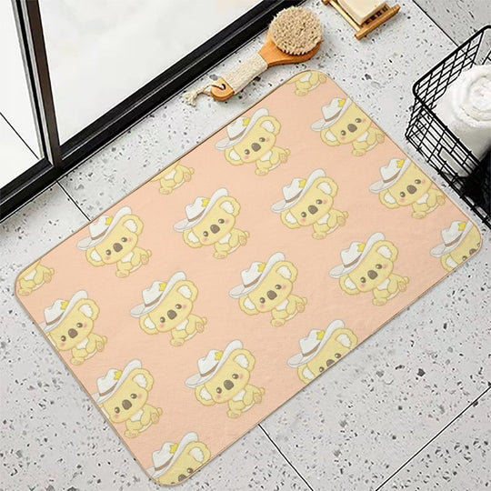Kawaii Koala with Cowboy Hat  Slip-Resistant Bath Mat