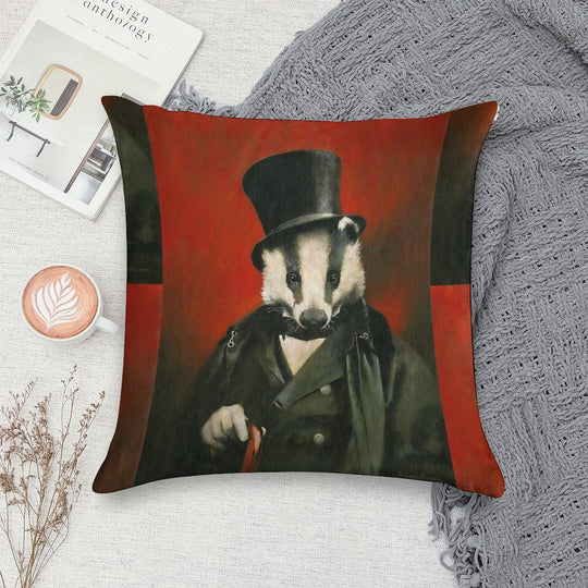 Victorian Mr Badger Soft Multiple Sizes Throw Pillow