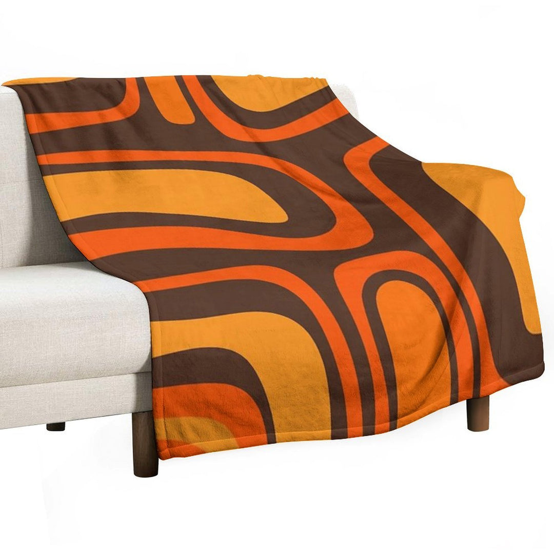 Palm Springs Retro Mid-Century Modern Abstract Pattern in 70s Brown And Orange Compact Throw Blanket