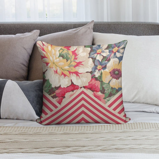 Candy Floral Chevron Soft Bedroom Essential Throw Pillow