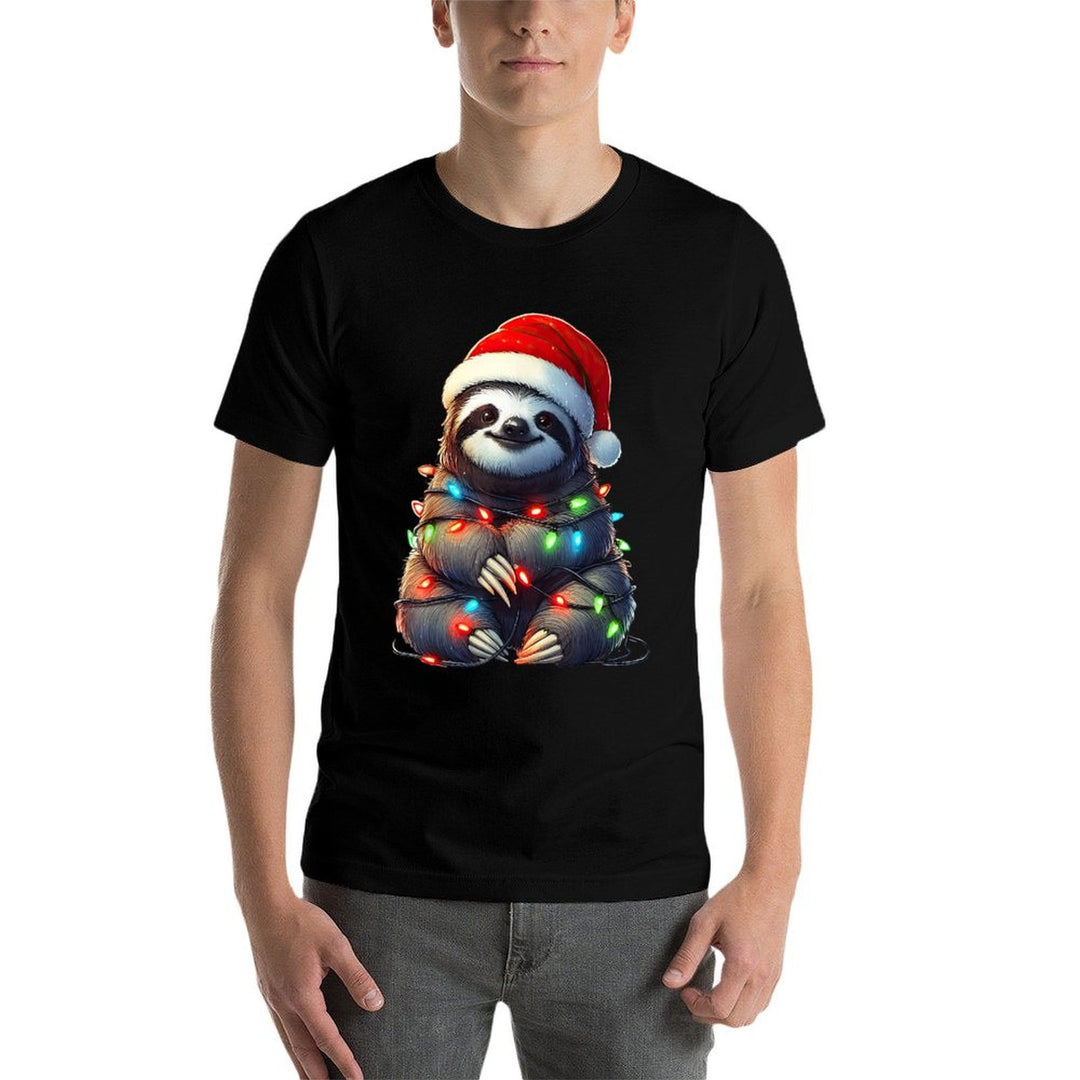 Sloth Christmas Lights Funny Santa Hat Merry Xmas  Versatile T-Shirt