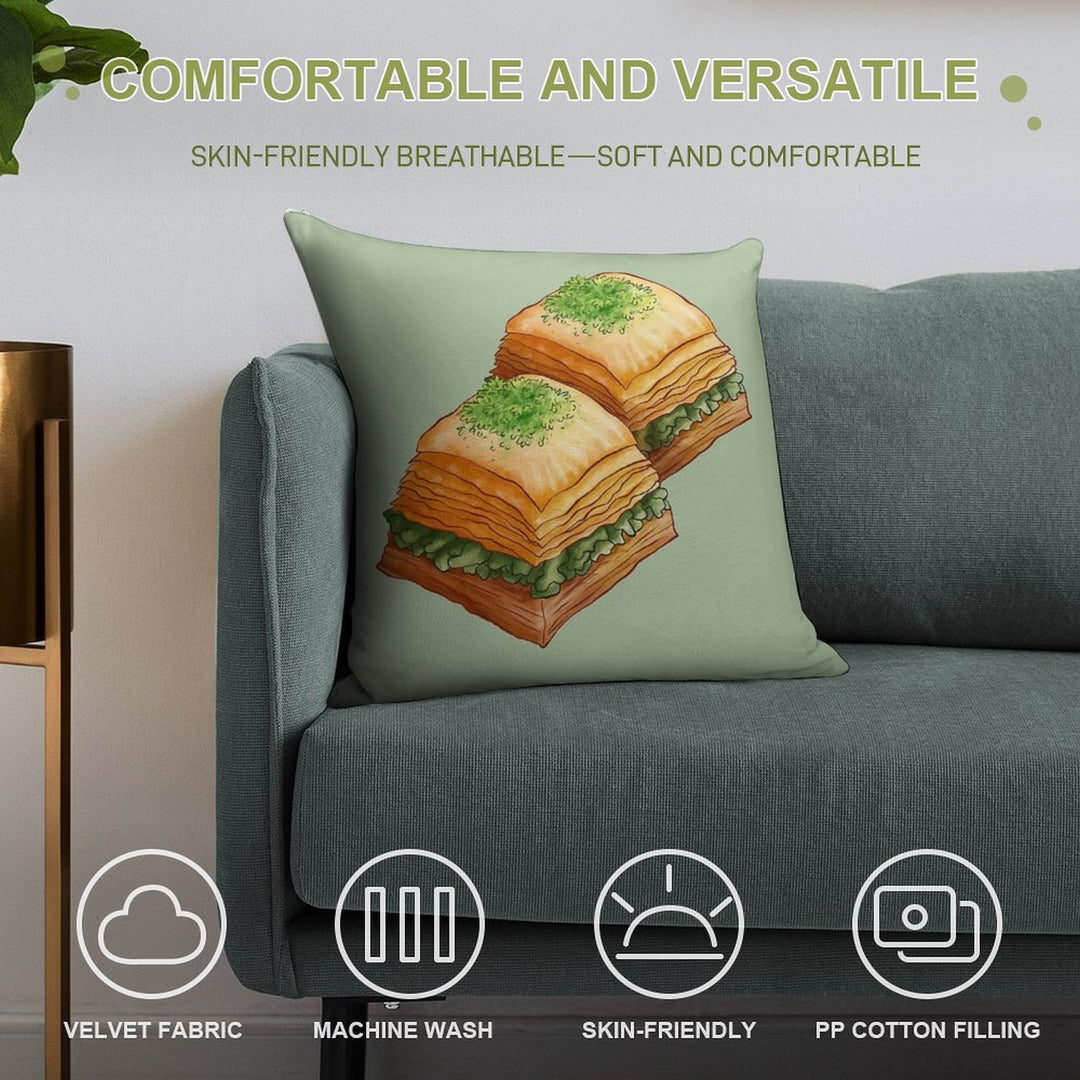 Pistachio Baklava Soft Luxury Feel Throw Pillow