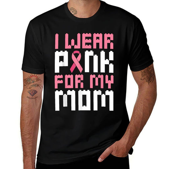 I Wear Pink for My Mom Breast Cancer Awareness Boys  Moisture-wicking T-Shirt