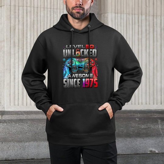 Level 50 Unlocked Awesome Since 1975 50th Birthday Gaming Pilling-Resistant Hoodie