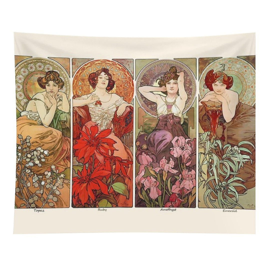 The Precious Stones, by Alphonse Mucha. HIGH DEFINITION Tapestry