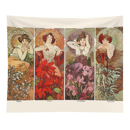 The Precious Stones, by Alphonse Mucha. HIGH DEFINITION Tapestry