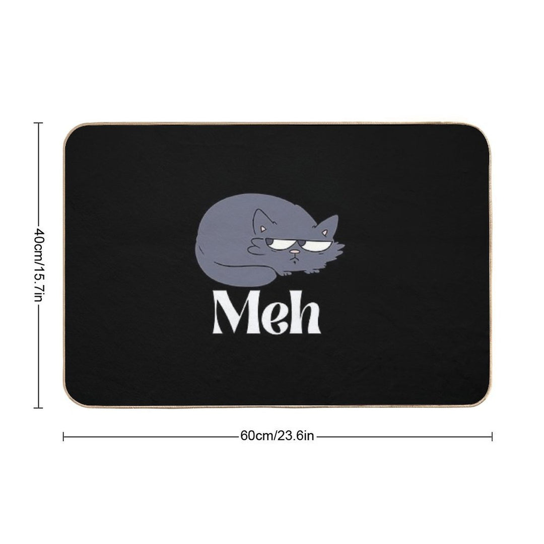 Funny Meh Cat  Easy Maintenance Bath Mat