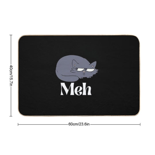 Funny Meh Cat  Easy Maintenance Bath Mat
