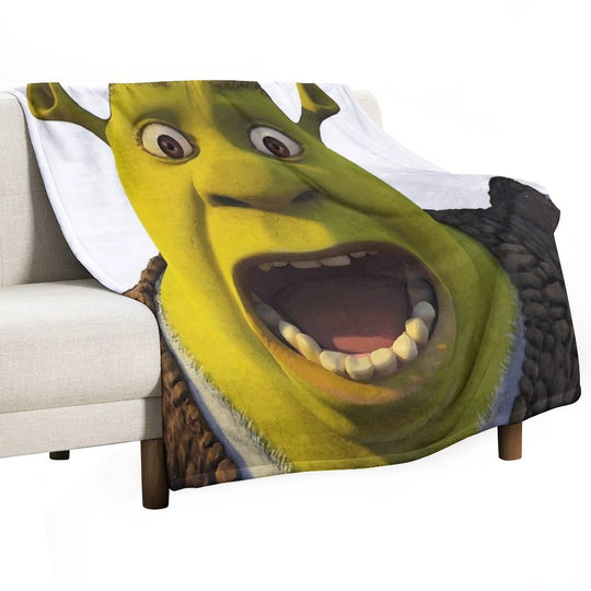Surprised Shrek Meme Sticker – Funny Ahh! You Just Scared Shrek Decal Anti-pilling Throw Blanket