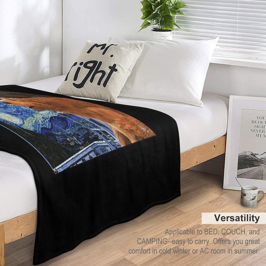 Bear in The Big Blue House with Starry Night Machine-washable Throw Blanket