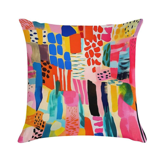 Vibrantly Colorful Trendy Abstract Designs Modern Art Soft Washable Throw Pillow