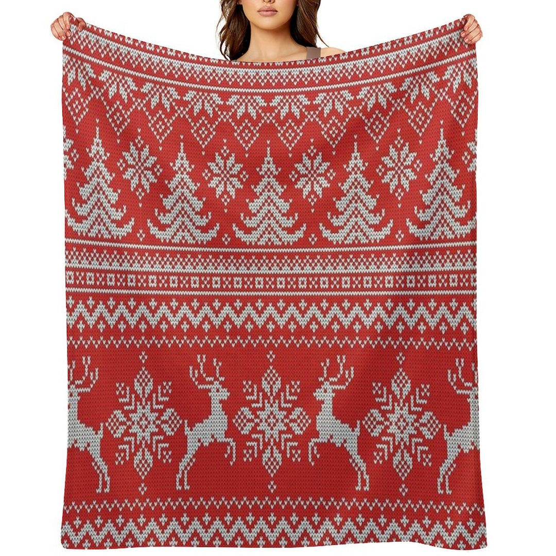 Red Christmas Knit Versatility Throw Blanket