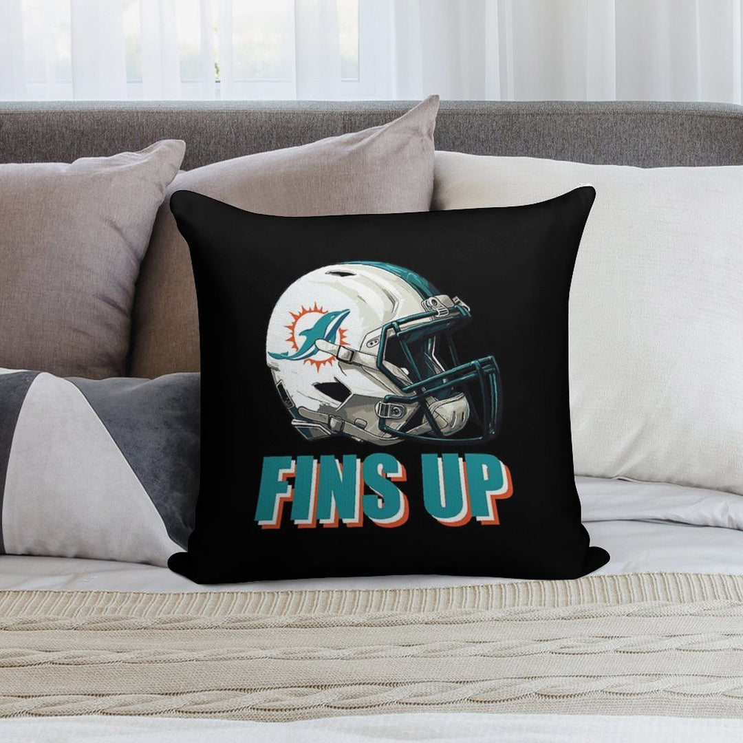 Miami Dolphins Helmet Soft Luxury Feel Throw Pillow
