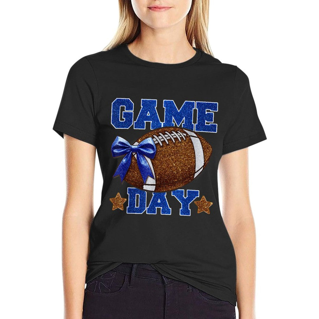 Game Day Football Season Football Mama Girl Blue Gold Vibes Comfortable T-Shirt