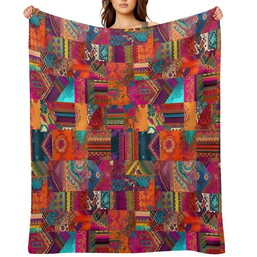 Bohemian Patchwork Style Versatility Throw Blanket