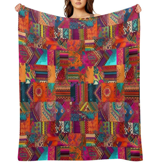 Bohemian Patchwork Style Versatility Throw Blanket