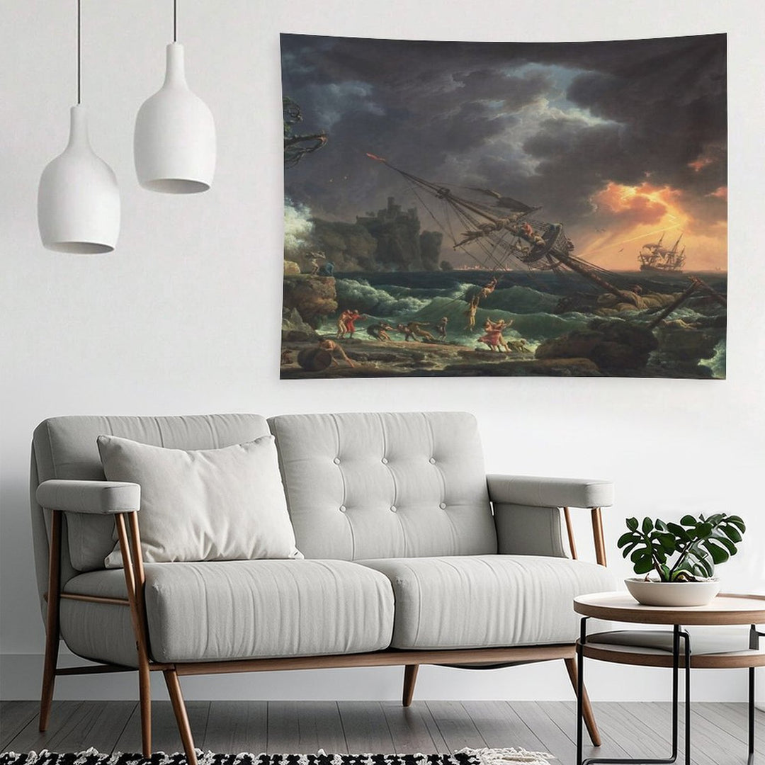 The Shipwreck  Claude-Joseph Vernet  1772 Ocean Storm Marine Ship Art Tapestry