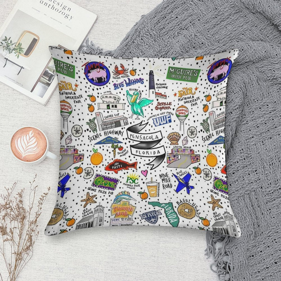 Pensacola Florida Soft Skin-Friendly Throw Pillow
