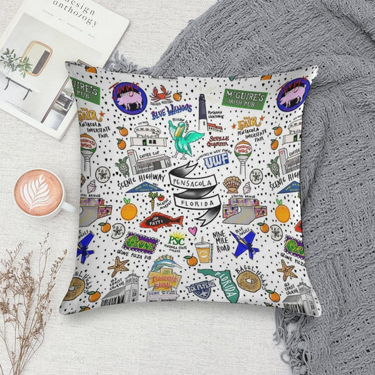 Pensacola Florida Soft Skin-Friendly Throw Pillow