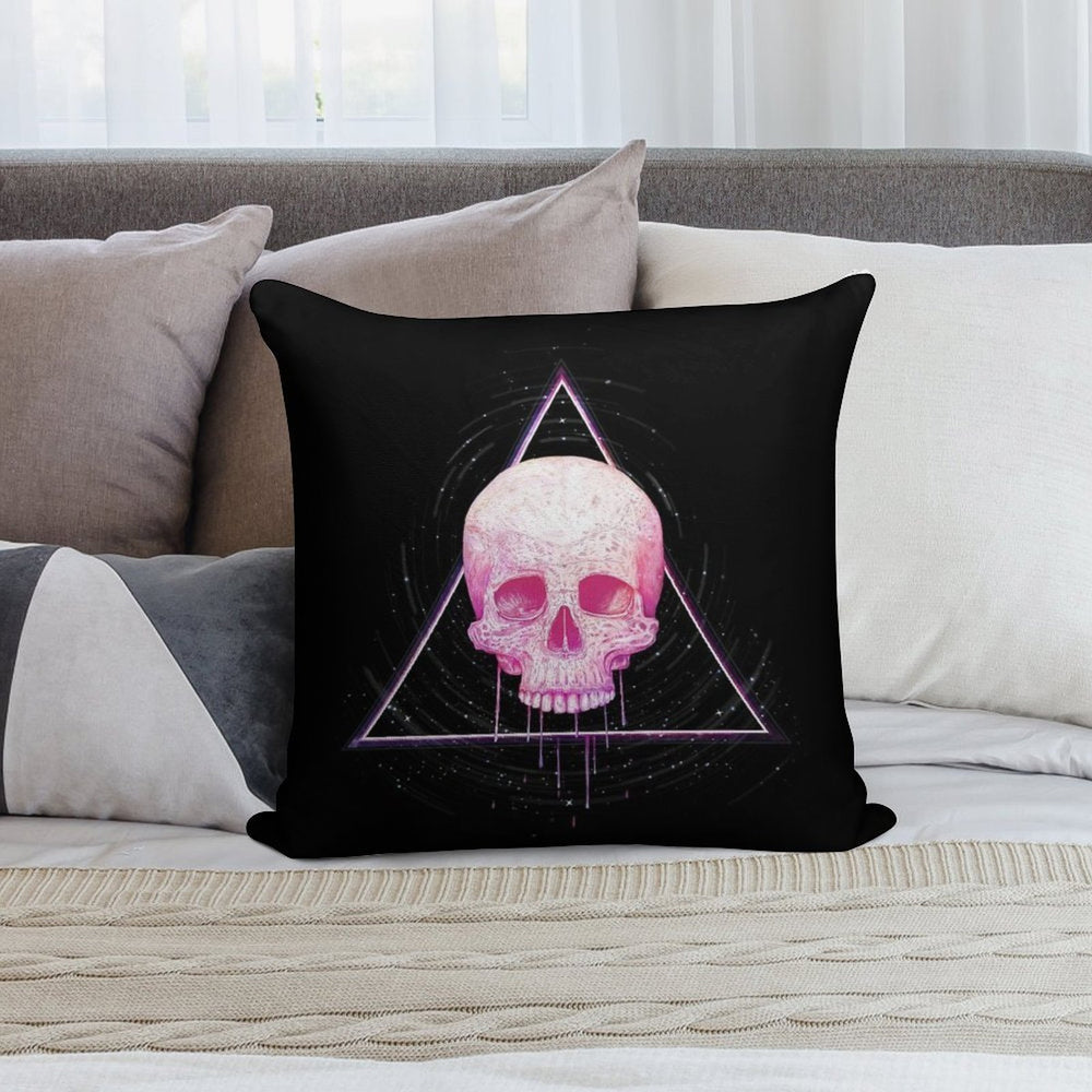 Skull in Triangle on Black Soft Hidden Zipper Throw Pillow