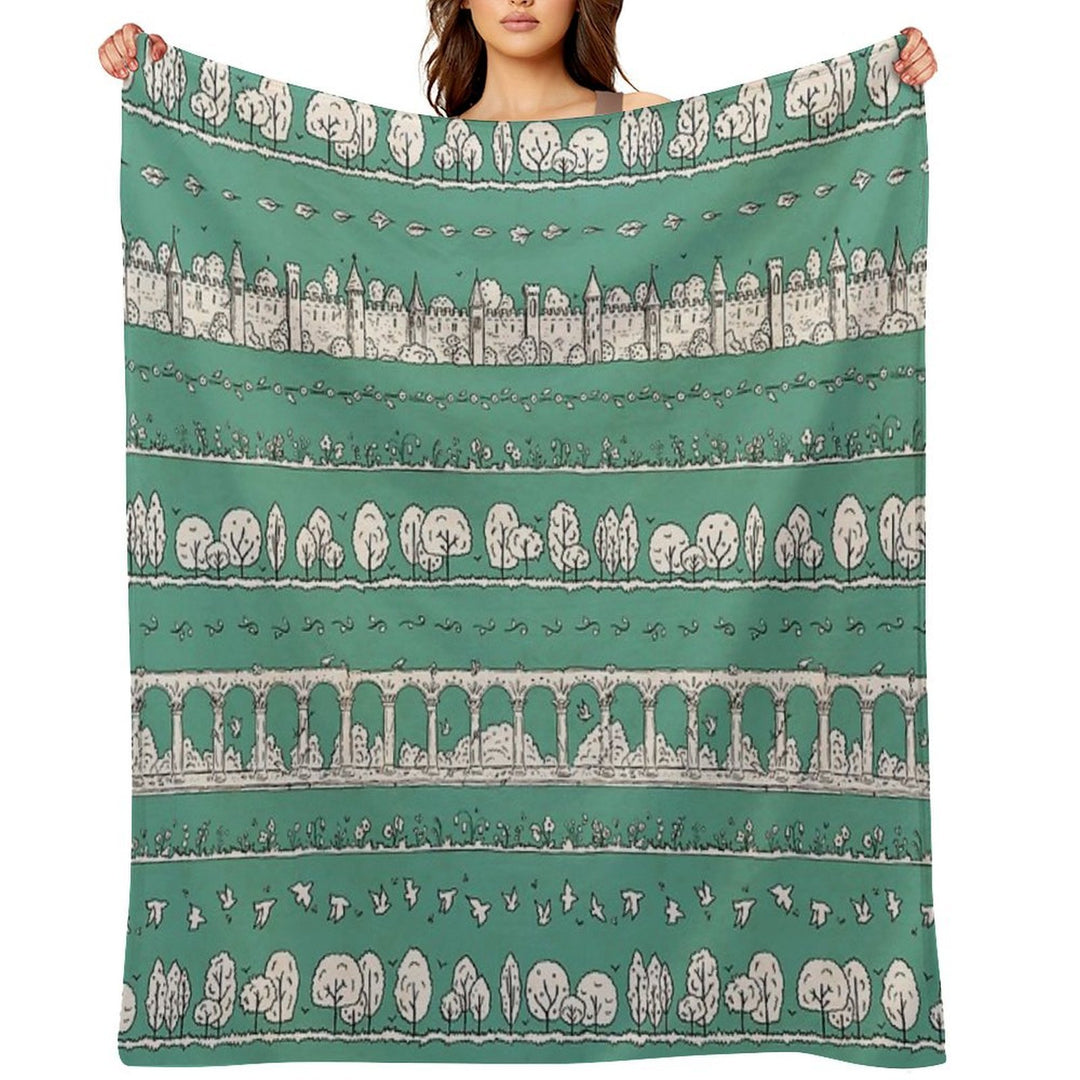 Castles And Colonnades — Turquoise Eco-conscious Throw Blanket