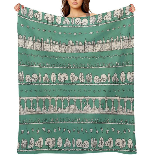 Castles And Colonnades — Turquoise Eco-conscious Throw Blanket
