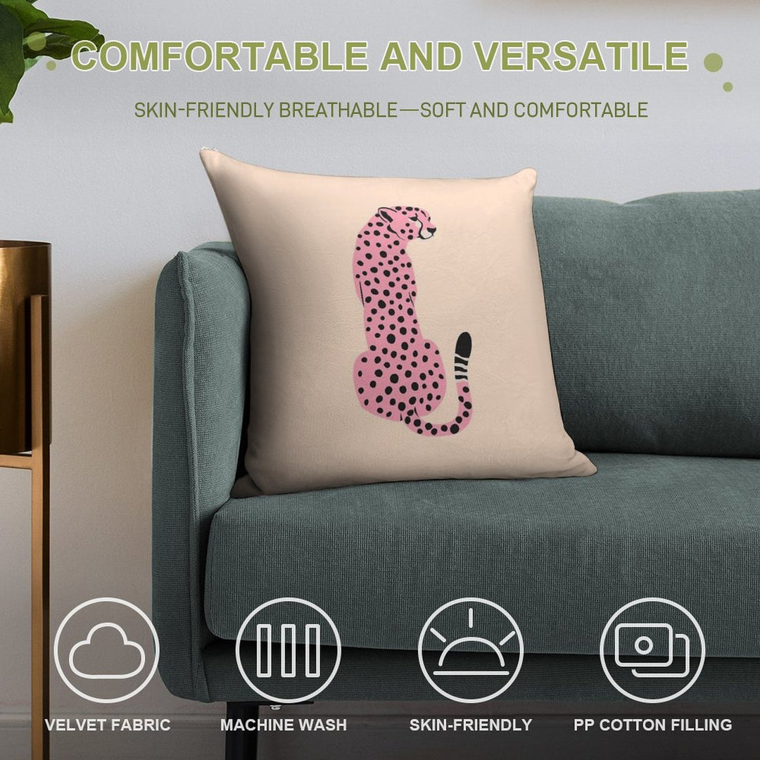 Peach Leopard  African Cheetah  Tropical Pop Art Soft Hidden Zipper Throw Pillow