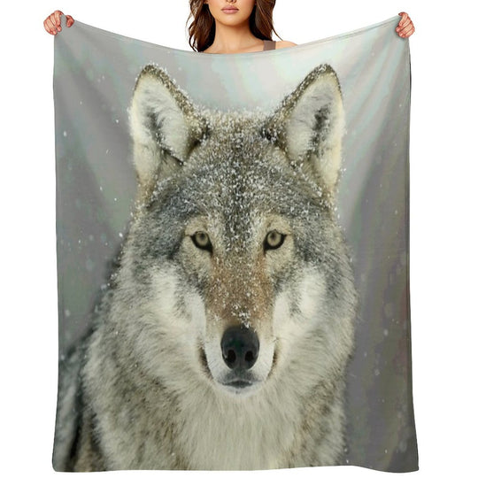 GREY WOLF Anti-pilling Throw Blanket