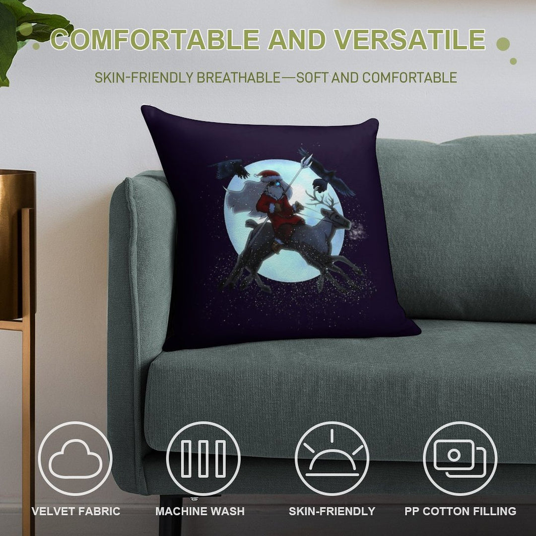 Odin Claus (DARK) Soft Hidden Zipper Throw Pillow