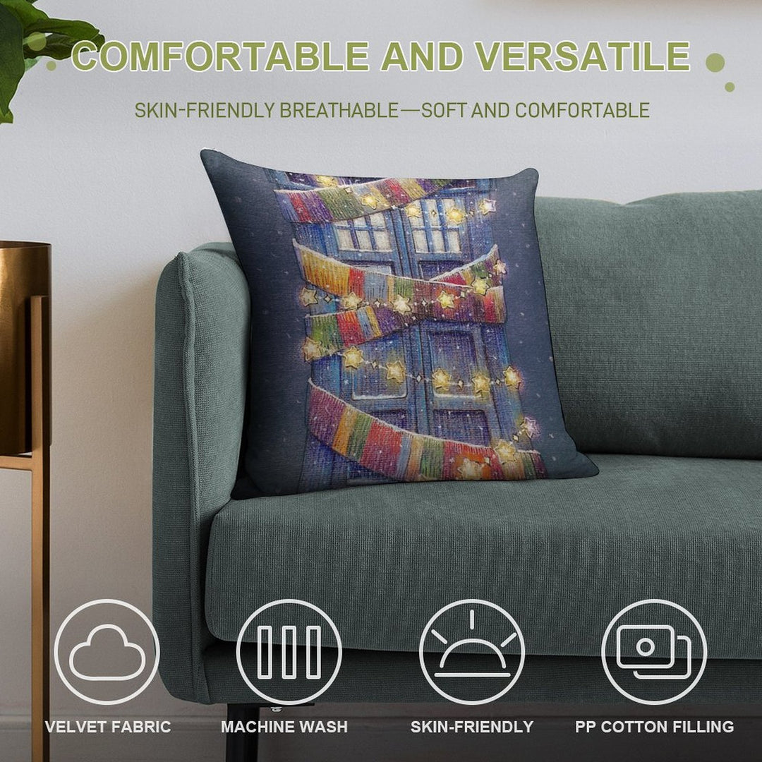 Christmas Police Box Soft Gift Ready Throw Pillow