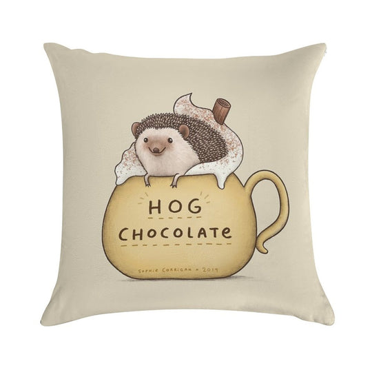 Hog Chocolate Soft Decorative Cover Throw Pillow