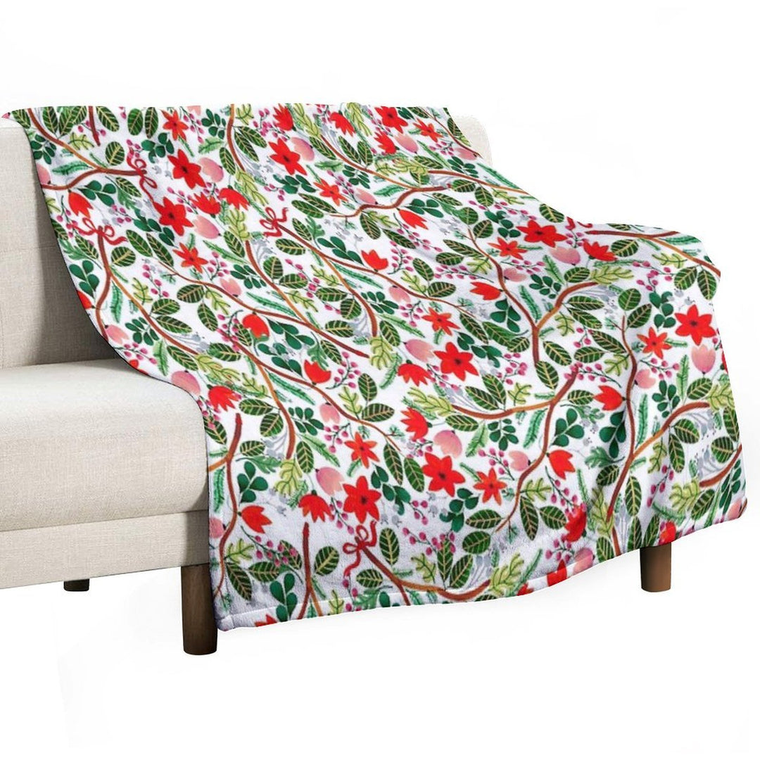 Christmas Floral Pattern Anti-pilling Throw Blanket