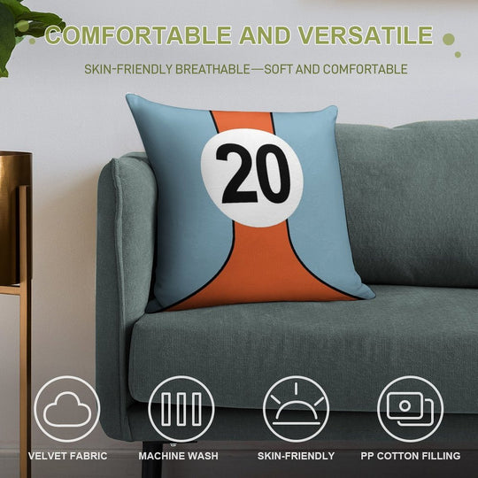 Racing Colours No20 Soft Short Plush Fabric Throw Pillow