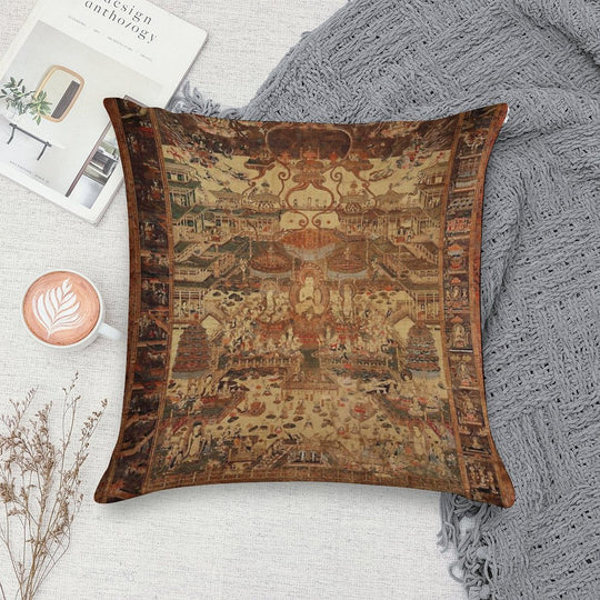 Buddhist Taima Mandala 46 Soft Short Plush Fabric Throw Pillow