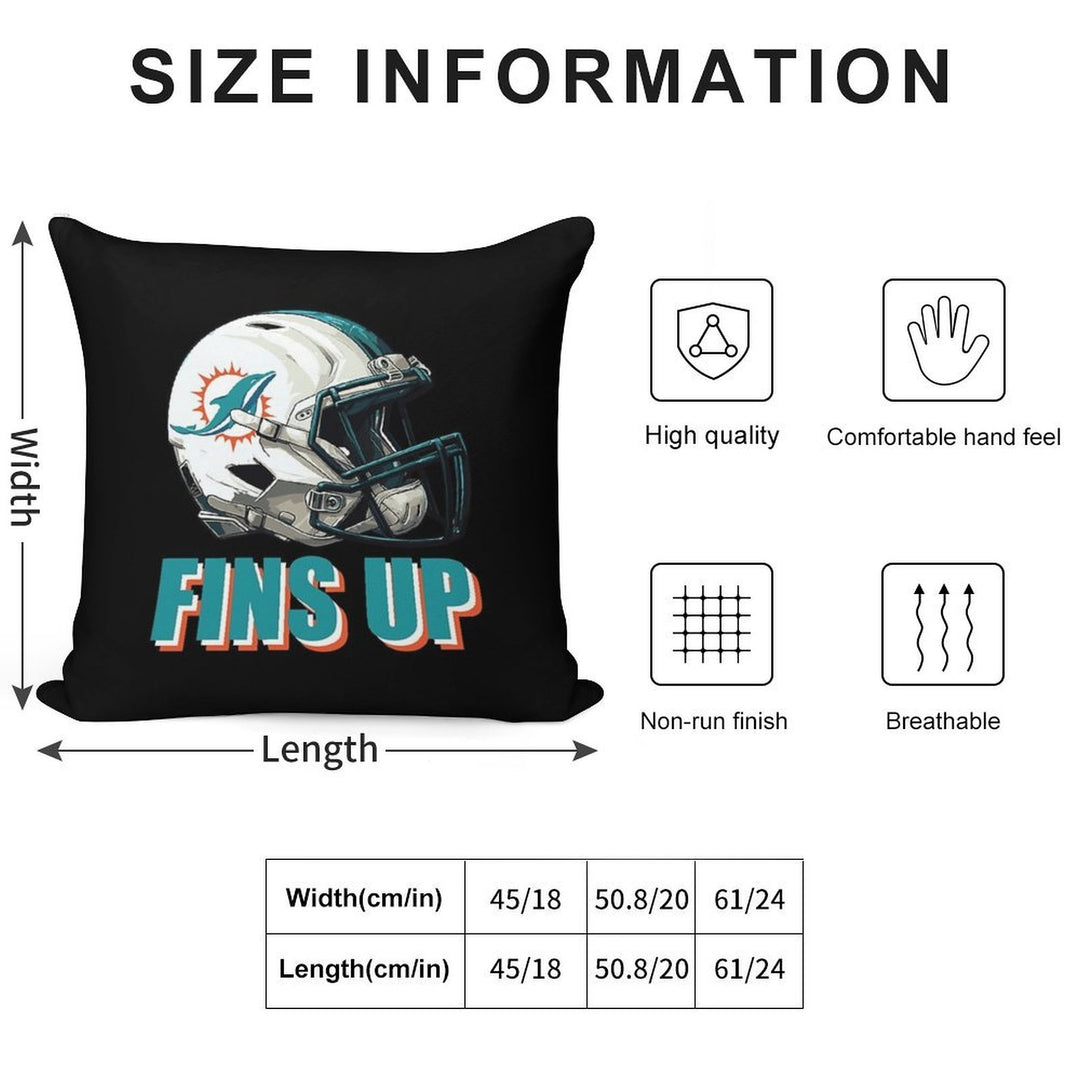 Miami Dolphins Helmet Soft Luxury Feel Throw Pillow