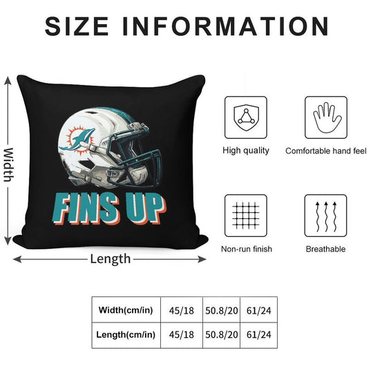 Miami Dolphins Helmet Soft Luxury Feel Throw Pillow